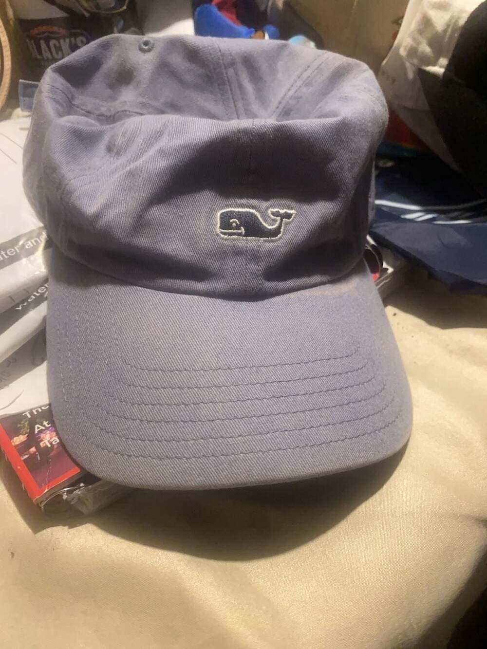 Vineyard Vines Whale Logo Baseball Cap Hat Light Blue